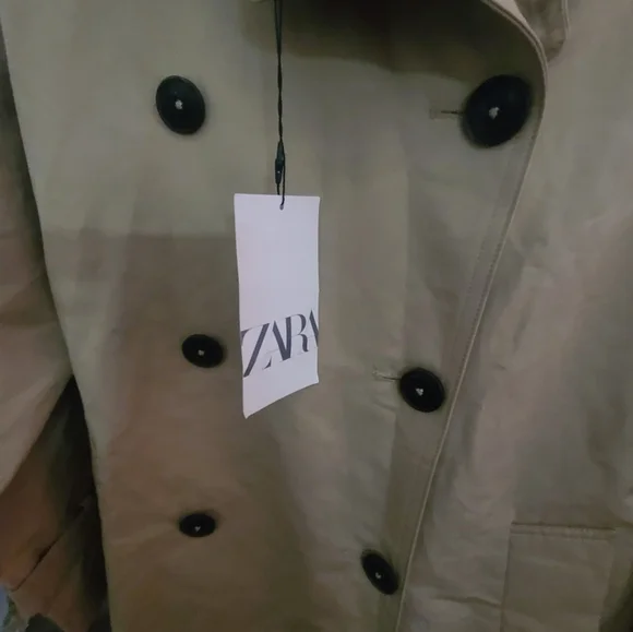 Zara Light Beige Belted Trench Coat - Picture 11 of 12